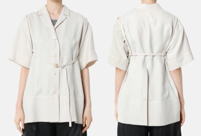 LE CIEL BLEU（ルシェルブルー）　Open Collar Harness Shirt
