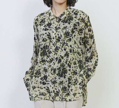 L'EQUIPE（レキップ）　フラワーシフォンプリントブラウス