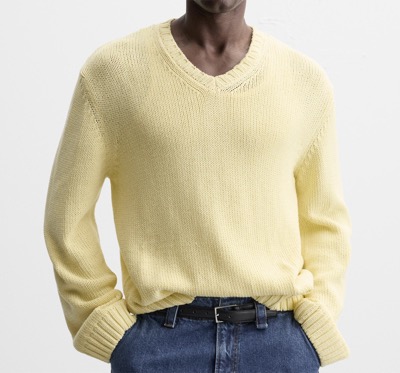 ZARA（ザラ）　テクスチャー入り生地Vネックセーター