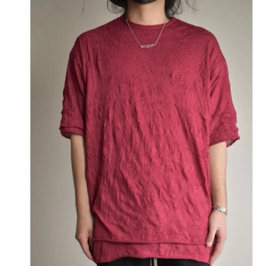 A.F ARTEFACT（エーエフアーティファクト）　Gauze Washer Over Sized Tee"Red"