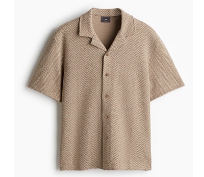 H & M（エイチ＆エム）　レギュラーフィット ヘリンボーンリゾートシャツ