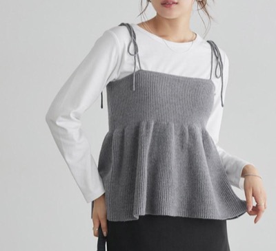 Pierrot(ピエロ) ペプラムニットビスチェ