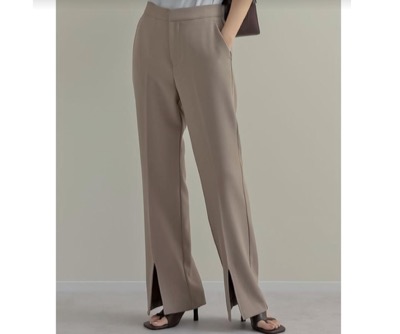 Re:EDIT(リエディ) ストレッチミックスツイルセミフレアパンツ