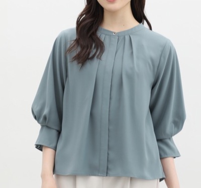 Honeys(ハニーズ) 7分袖バンドカラーブラウス