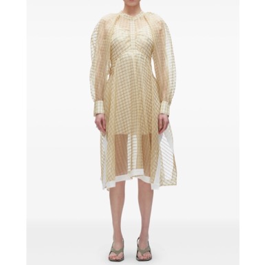 3.1 Phillip Lim(スリーワン フィリップ リム) puff-sleeve checked midi dress