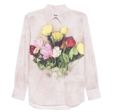 MSGM(エムエスジーエム) rose bouquet-print poplin shirt