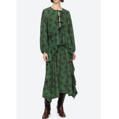 Sea New York(シー ニューヨーク) 花柄 フロントリボン ペプラムワンピース