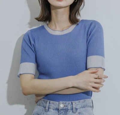 HEYUMM　シアーデザインコンパクトセーター