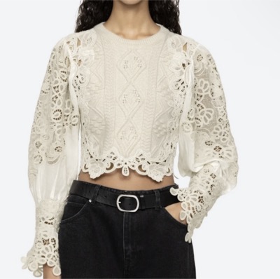 Sea NEW YORK（シーニューヨーク）　レースコンボ クロップド丈ニット