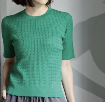 OPAQUE.CLIP（オペークドットクリップ）　ケーブルハーフスリーブニット