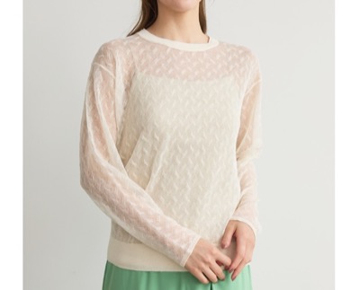 LOUNIE（ルーニィ）　シアーケーブルニットプルオーバー