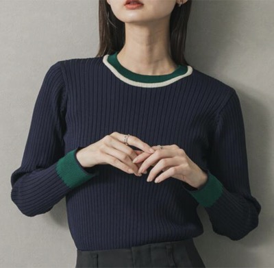 SENSE OF PLACE by URBAN RESEARCH（センスオブプレイスバイアーバンリサーチ）　バイカラーコンパクトセーター