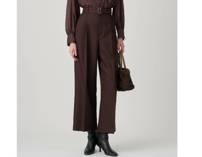 ANAYI（アナイ）　ブライトツイルタックワイドパンツ