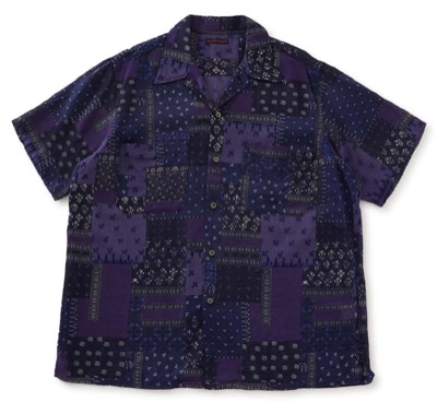 BLUE BLUE（ブルーブルー）　バンダナ パッチワークガーゼ プリントショートスリーブシャツ