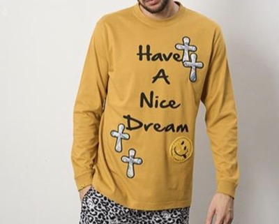 STUD MUFFIN(スタッドマフィン) コットン天竺 HAVE A NICE DREAM ドルクロスパッチ LS Tシャツ