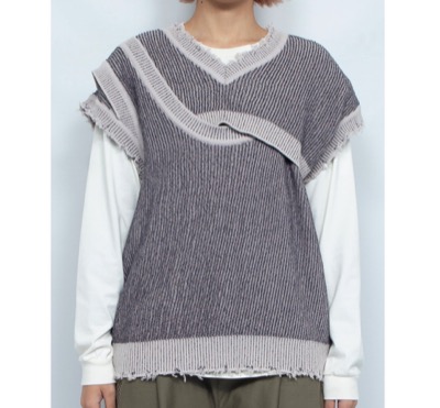 YONLOKSAN(ヨンロクサン) VINTAGE O-KNIT VEST SHIRONERI×AI