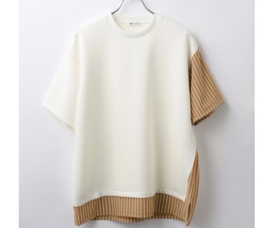 tk.TAKEO KIKUCHI(ティーケー タケオキクチ) ストライプレイヤードカットソー(ユニセックスアイテム)