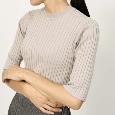 SOÉJU（ソージュ）　ワイドリブ5分袖ニット