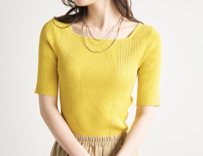 LOUNIE(ルーニィ) スクエアネックリブニットプルオーバー