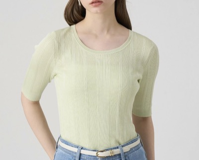 ANAYI(アナイ) アセテートポリエステルリブ プルオーバー