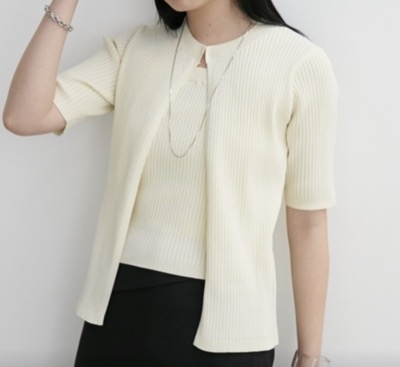 Aunt Marie's(アントマリーズ) フェイクレイヤードホックリブニットトップス