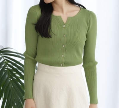 TRUDEA(トルディア) スリットネックリブカーディガン