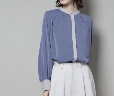 NANO universe(ナノ・ユニバース) バイカラーデザインブラウス