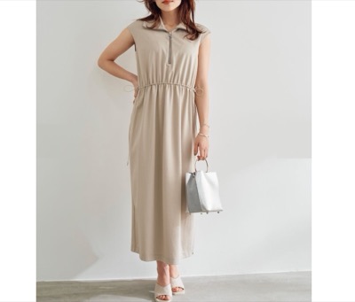 Stola.（ストラ）　衿付きZIP カットソーワンピース