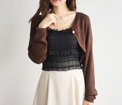 LILLIAN CARAT(リリアンカラット) ラメボレロカーディガン