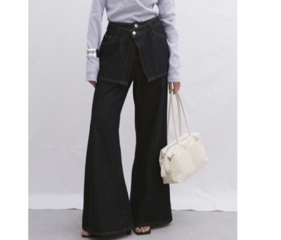 Aunt Marie's(アントマリーズ) レイヤードスカートフレアデニムパンツ