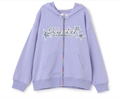 X-girl Stages（エックスガールステージズ）　デニムパッチロゴジップパーカー