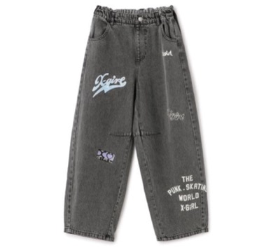 X-girl Stages（エックスガールステージズ）　MIXロゴデニムカーブパンツ