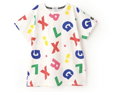 X-girl Stages（エックスガールステージズ）　カラフルロゴ総柄半袖Tワンピース