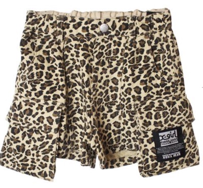 X-girl Stages（エックスガールステージズ）　オーバーカーゴポケットショートパンツ マルチ レオパード柄