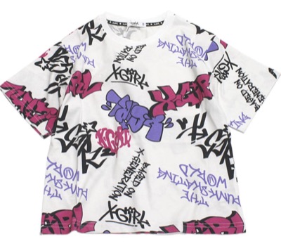 X-girl Stages（エックスガールステージズ）　グラフィティ総柄半袖Tシャツ