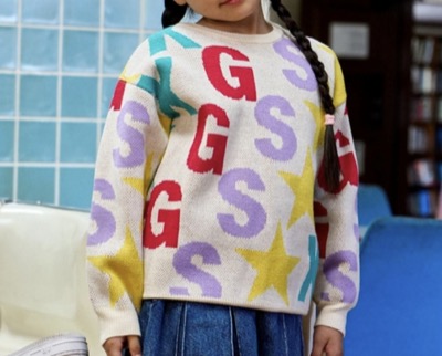 X-girl Stages（エックスガールステージス）　ロゴ総柄ニットプルオーバー