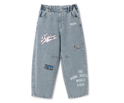 X-girl Stages（エックスガールステージズ）　MIXロゴデニムカーブパンツ