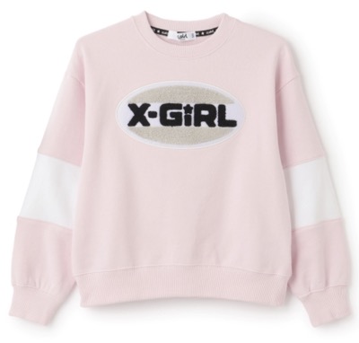 X-girl Stages（エックスガールステージス）　サガラ刺しゅうオーバルロゴ配色トレーナー