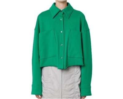 LE CIEL BLEU(ルシェルブルー) クロップドスウェットボタンシャツ