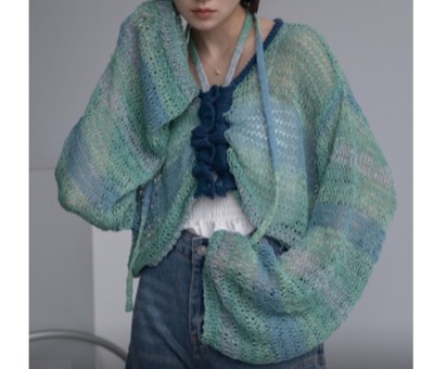 VACANCY(ヴァカンシー) 透かし編みシアーカーディガン