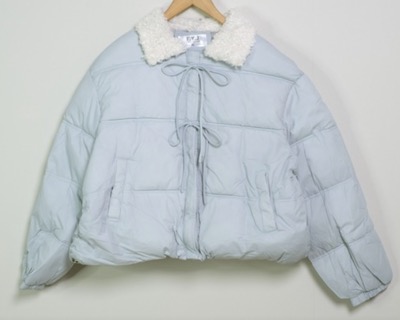 shopnikoniko(ショップニコニコ) 中綿ブルゾン リボンデザイン ボアカラー ボリューム 中綿ジャケット