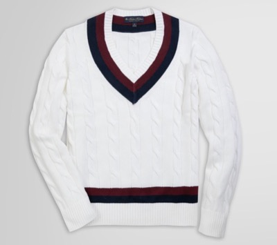 Brooks Brothers(ブルックスブラザーズ) スーピマコットン ケーブル Vネックテニスセーター