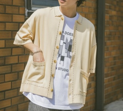 RAGEBLUE(レイジブルー) ハンドステッチ/ニットポロシャツカーディガン