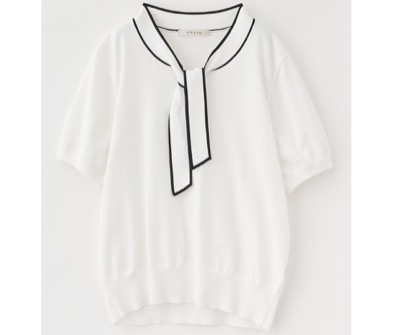 stola.(ストラ) ボウタイ半袖ニットプルオーバー