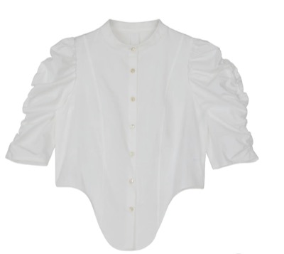 AMERI(アメリ) GATHER SLEEVE ROUND BLOUSE