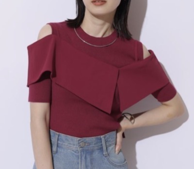 Mystrada（マイストラーダ）　5分袖ビッグカラーニット