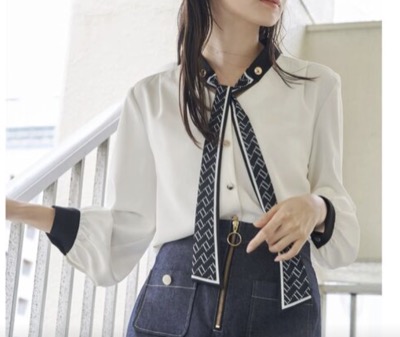 TONAL（トーナル）　スカーフタイドッキングブラウス