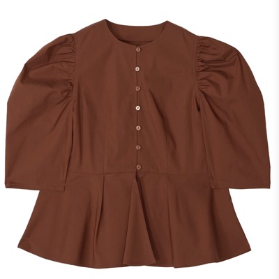 Ameri（アメリ）　GATHERED PUFF SLEEVE PEPLUM BLOUSE