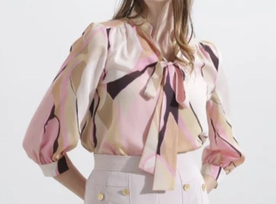 PINKY＆DIANNE（ピンキー＆ダイアン）　マルチカラープリントブラウス