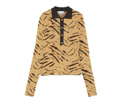 GANNI（ガニー）　zebra-print polo top